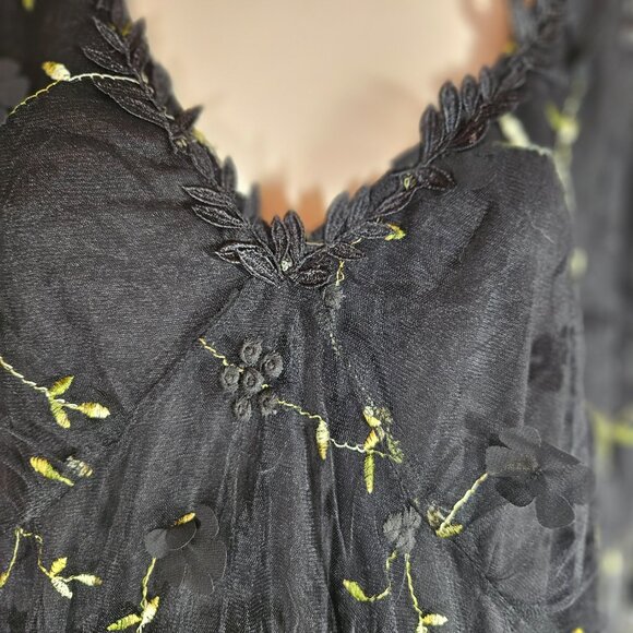 Disturbia Chrysanthi Applique Mini Dress Black Gold Floral Women's Size 14 - Picture 7 of 9